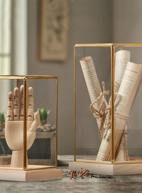 简约黄铜玻璃罩摆件拍摄道具