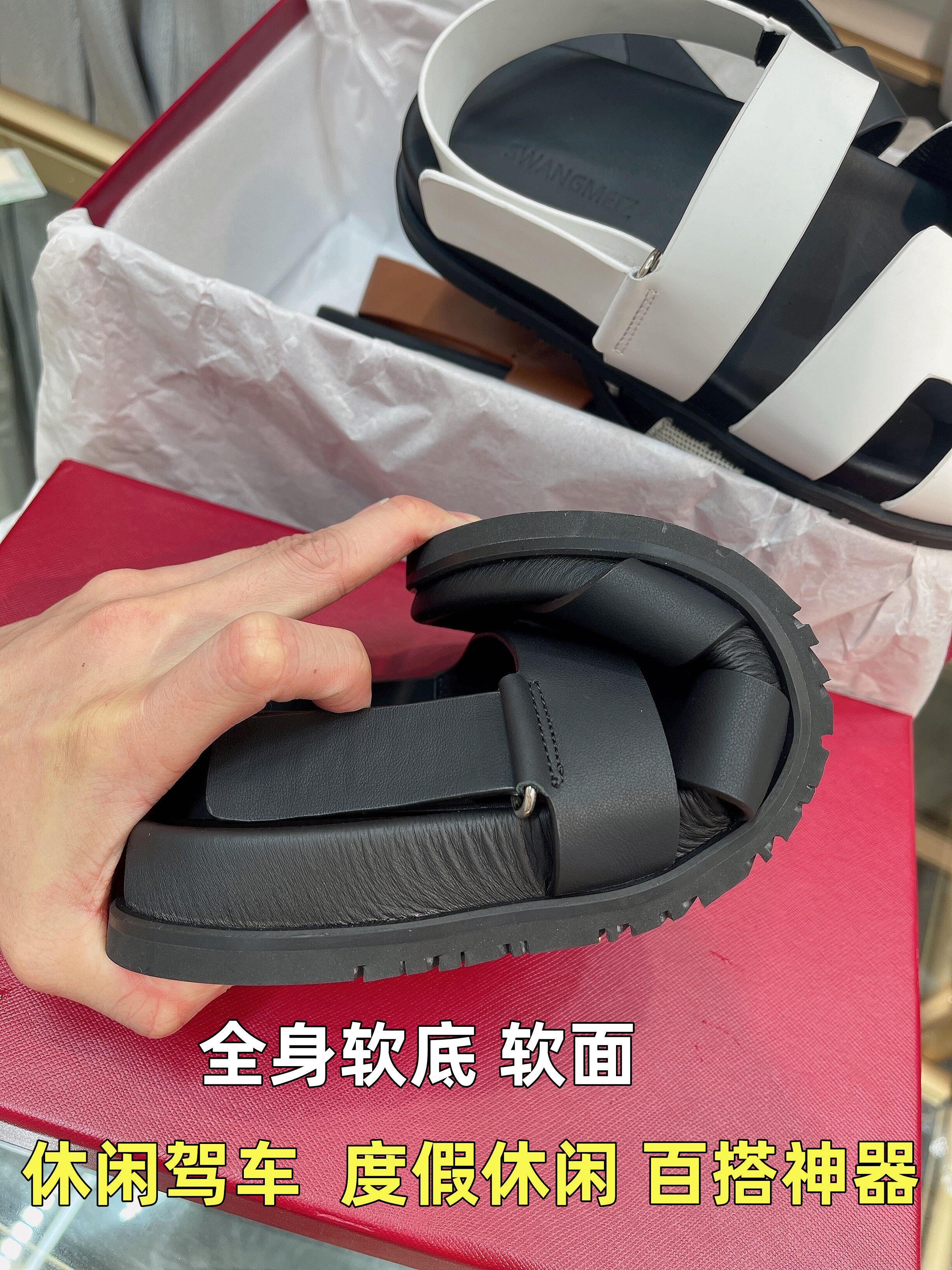 SECOND UNCLE SANDALS VELCRO MENS 2024 SUMMER NEW GENUINE LEATHER SOFT SOLE ROMAN MENS H SANDALS BEACH SANDALS