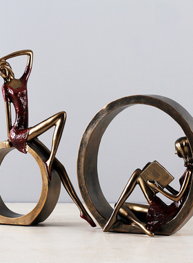 抽象读书文艺风复古少女礼物摆件