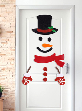 Christmas Door Window Stickers Felt Cloth Snowman Santa Clau