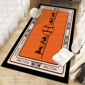 爱马橙色加厚长条床边毯卧室地毯 轻奢高级感家用榻榻米飘窗垫子