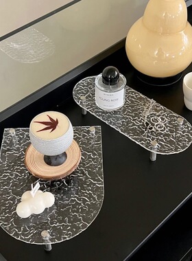 亚克力透明托盘甜品台饰品摆件收纳架茶歇餐厅下午茶点心展示架