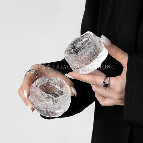 日式侘寂风家用玻璃清酒杯