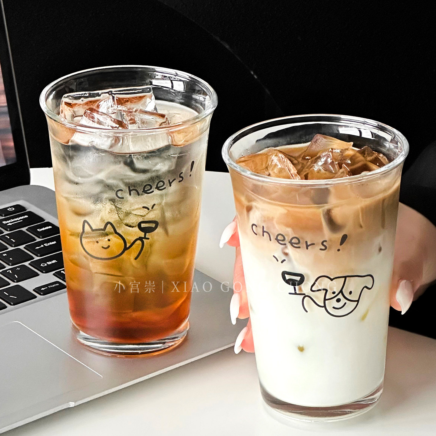 高颜值线条简约印花果酒杯咖啡杯