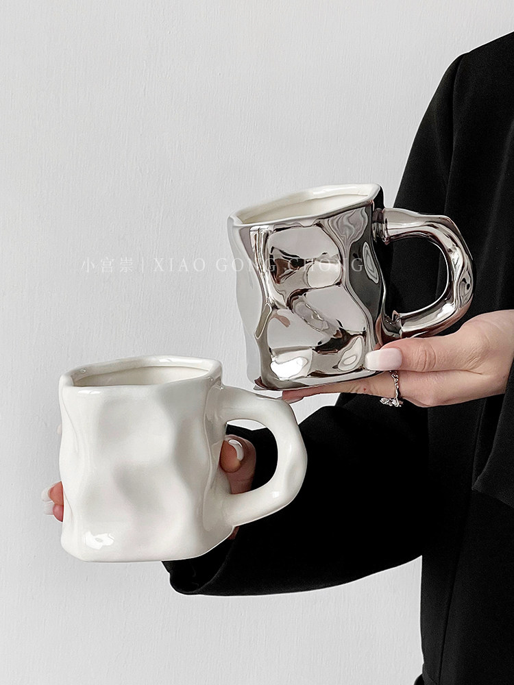 керамическая чашка ins, высококачественная кружка sense of twist, дизайн бытовой ниши, кофейная чашка для пары, чашка для питья для девочек Изображение 1