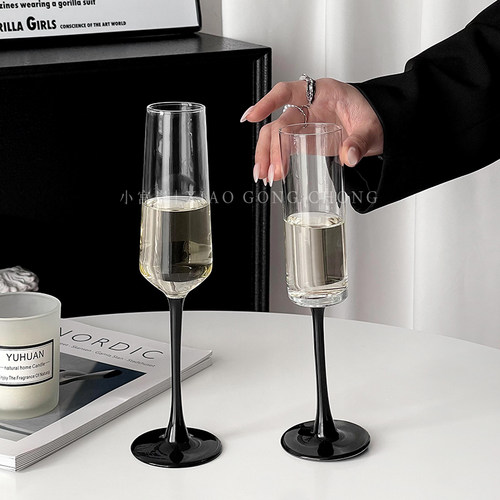 欧式黑领结轻奢香槟杯高级感