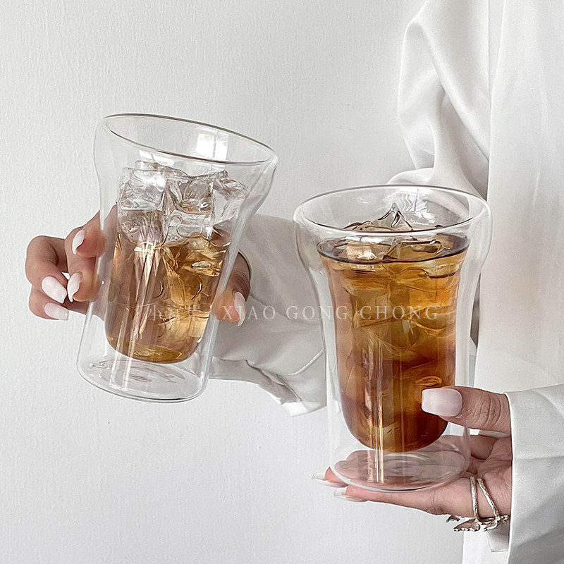 高级感创意耐热双层玻璃杯泡茶杯
