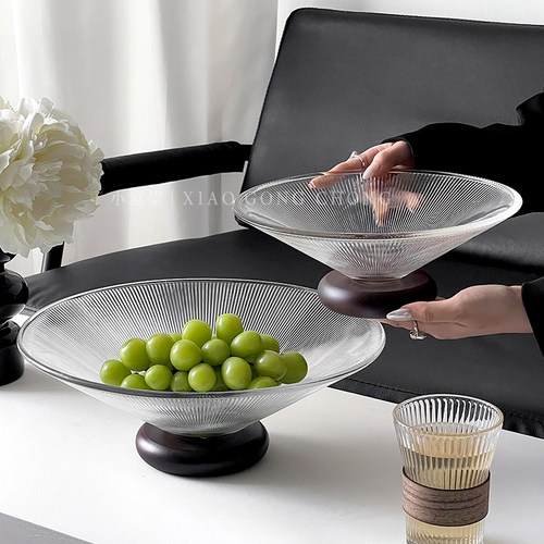 中式高级感家用客厅玻璃水果盘