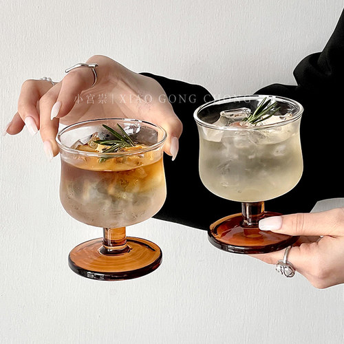 ins风矮脚玻璃杯家用特调饮品杯