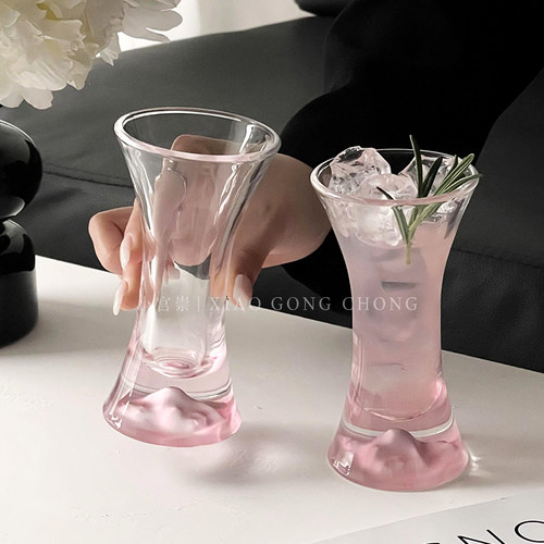 玻璃家用ins风高颜值粉色冰山杯