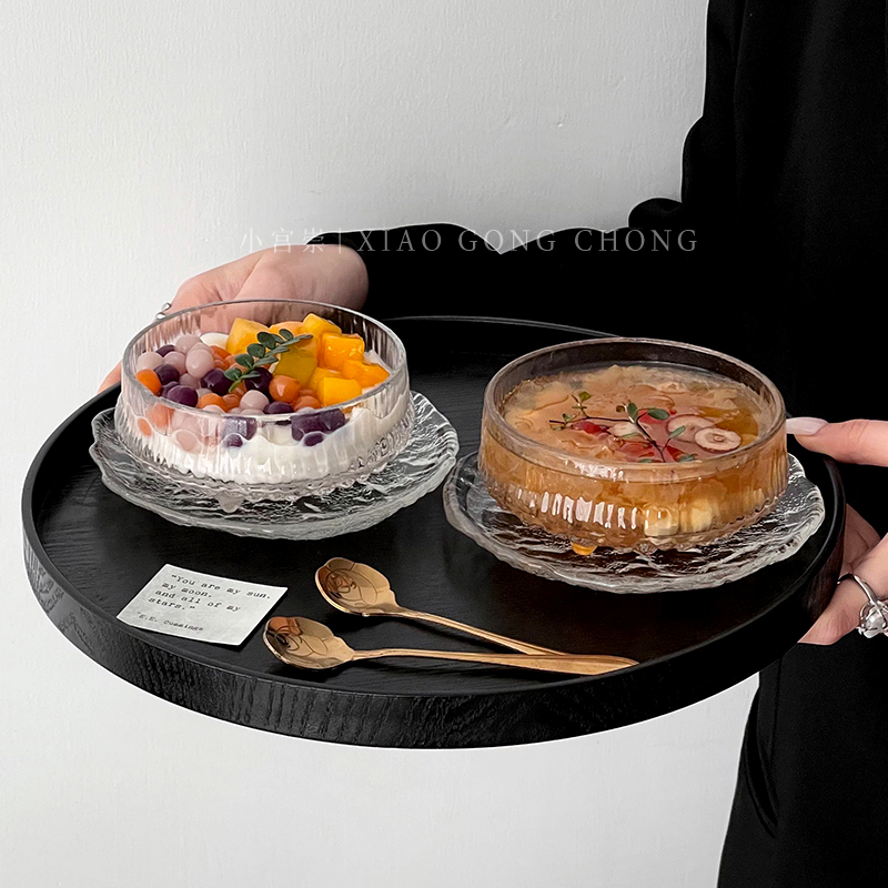 网红餐厅玻璃甜品碗碟套装高颜值