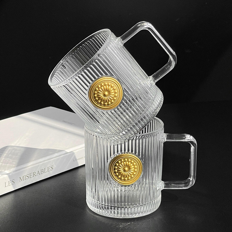 ins风家用太阳花金片玻璃水杯
