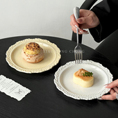 复古法式 蛋糕盘ins浮雕陶瓷甜品盘点心盘高级感家用餐具盘子碟子