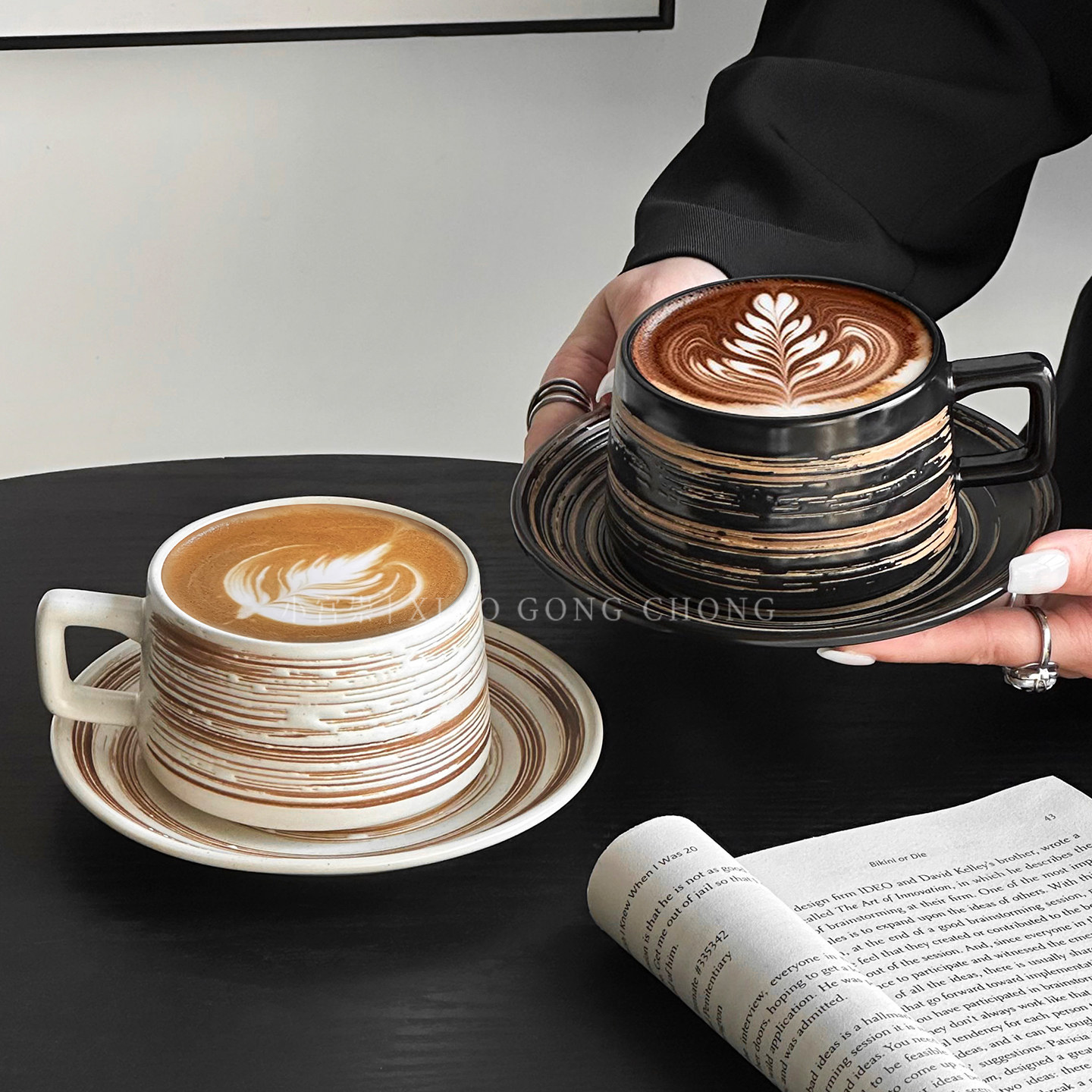 复古高级感陶瓷咖啡杯碟家用创意精致拿铁拉花杯马克杯早餐牛奶杯