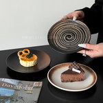 日式复古陶瓷甜品盘牛排西餐盘家用高级感意面盘蛋糕碟圆盘早餐盘