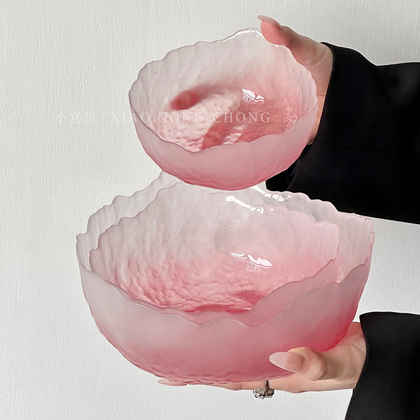 高颜值磨砂粉水果沙拉碗家用创意冰川玻璃碗套装零食干果盘甜品碗,餐饮具,果盆/果盘/果篮,淘宝优惠券,粉丝福利购,淘宝优惠卷