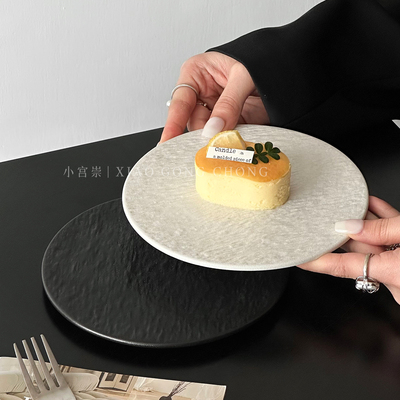 ins风高颜值磨砂石纹蛋糕甜点盘