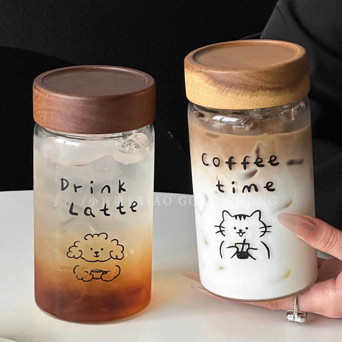 ins风家用耐热玻璃杯拿铁咖啡杯