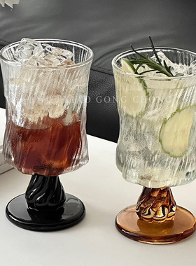 北欧宫廷风冰川高脚杯轻奢高级感红酒杯小众咖啡杯果汁杯饮品杯子