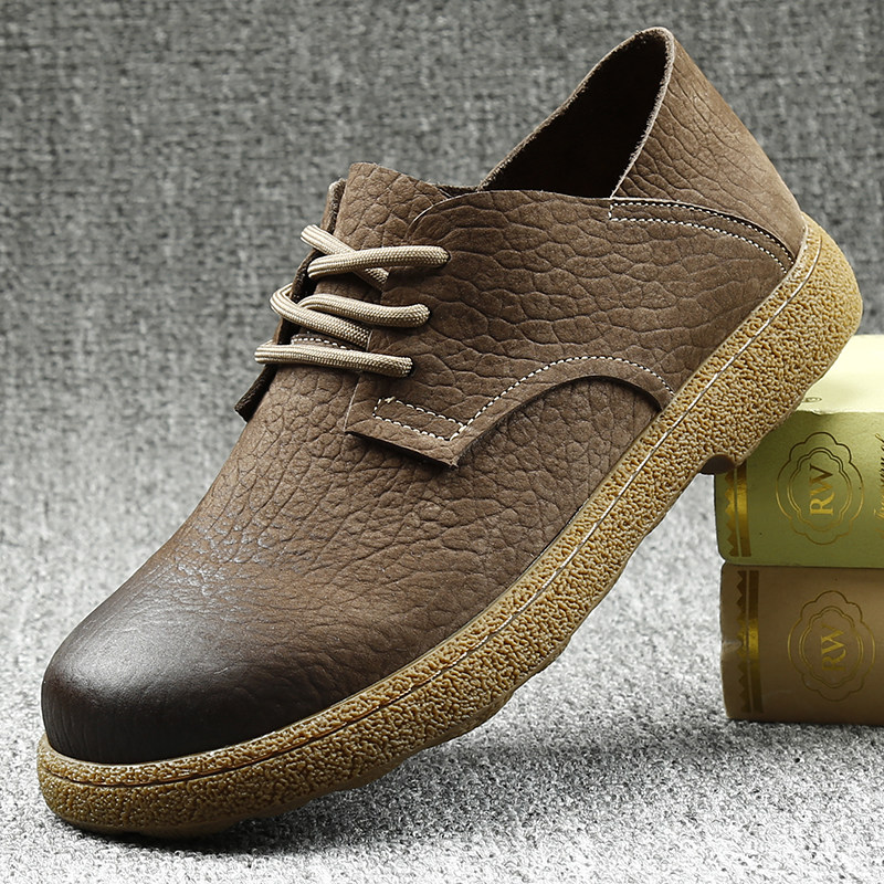 皮鞋男款2026新款真皮牛皮透气休闲皮鞋男士正品软皮软底乐福鞋