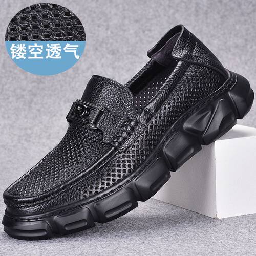 夏季镂空透气皮鞋男洞洞皮凉鞋