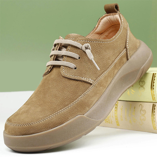 新款夏季休闲皮鞋男士头层牛皮厚底一脚蹬皮鞋男单层软皮透气宽头