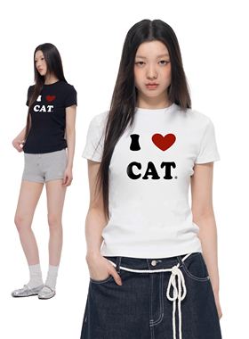 Archivum 简约爱心字母印花短袖T恤女正肩修身显瘦显身材上衣