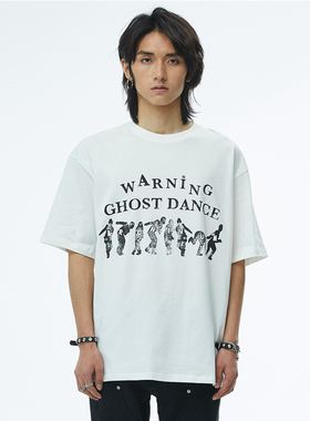 ARCHIVUM(ARC) 潮牌夏季粉色白色男 宽松四色纯棉印花圆领T恤女