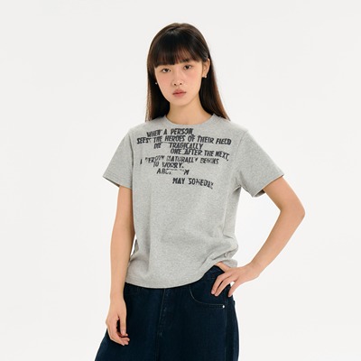 美式复古破碎英文字母正肩短袖