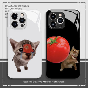 扔番茄猫咪手机壳华为pura80趣味mate70pro情侣p50可爱p60适用nova15ultra 12新款 8se