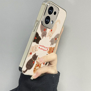 小花猫咪适用opporeno14手机壳reno13新款12oppofindx8x6x7ultra9防摔5k10pro+9男8女款7情侣3k12x套oppok9s