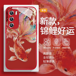 适用小米17手机保护壳锦鲤红米note14轻奢k90喜庆k80pro高级opporeno15新年findx9玻璃vivos50红色s30套x300/