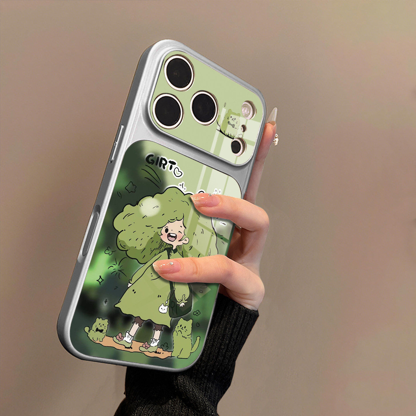 长发女孩适用苹果17promax手机壳iPhone16pro的新款15plus玻璃14男13女款情侣air高级感外壳保护套全包边