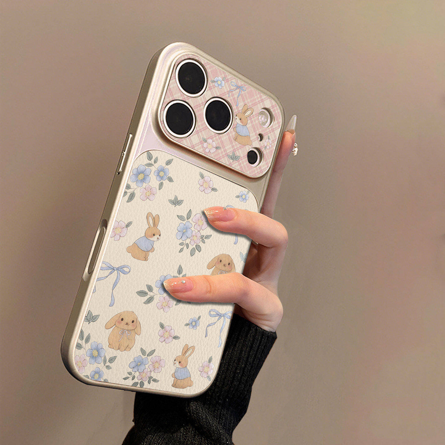 花朵兔子适用苹果17promax手机壳新款iphone16pro高级感15超好看13卡通14plus小羊皮12小众11男女17air保护套