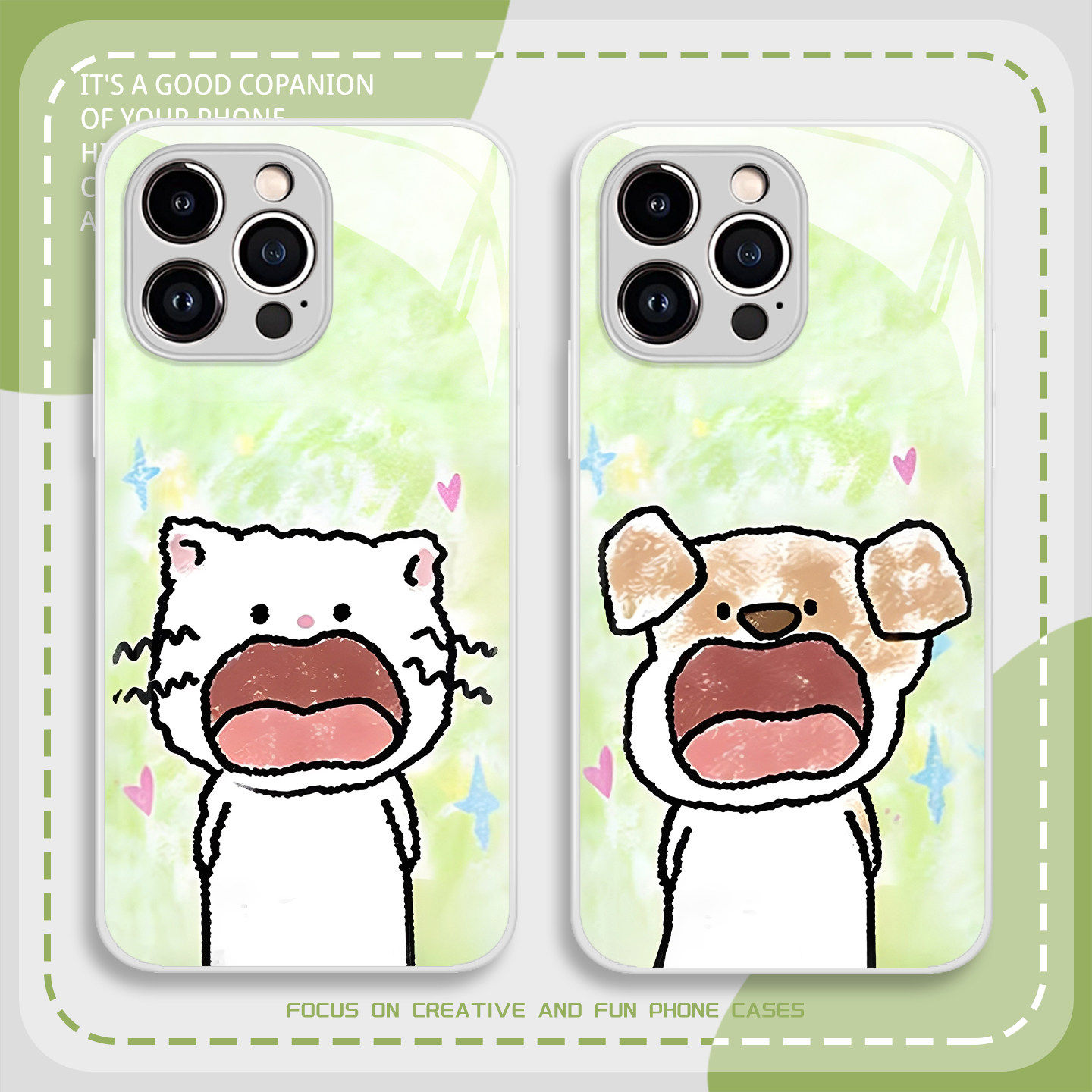 张嘴油画小猫手机壳苹果17promax小狗16e情侣iphone15可爱14适用13pro/12mini/11新款x/8plus/xr/xs/7/air/se