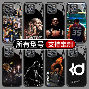 凯文杜兰特NBA篮球衣KD适用苹果16pro手机壳15plus14promax13玻璃壳12mini11SE2MAX来图XR7P8max定制XS全包6S