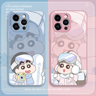 滑雪蜡笔小新手机保护壳适用华为pura80妮妮mate70pro情侣p50/p60/nova15ultra/14/13/12新款11/10/40/30/9/8