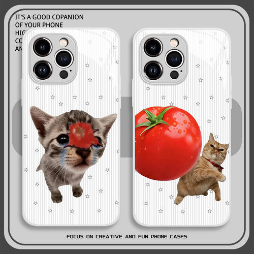 扔番茄猫咪情侣手机壳华