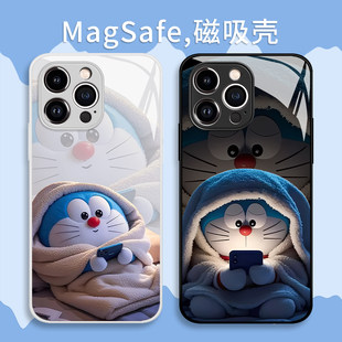 被窝哆啦A梦手机保护壳适用苹果17promax卡通iPhone16磁吸Magsafe无线充电15华为mate70套p60小米14/oppo荣耀