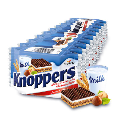 Печенье Knoppers вафельное со вкусом молока и фундука 250г/комплект