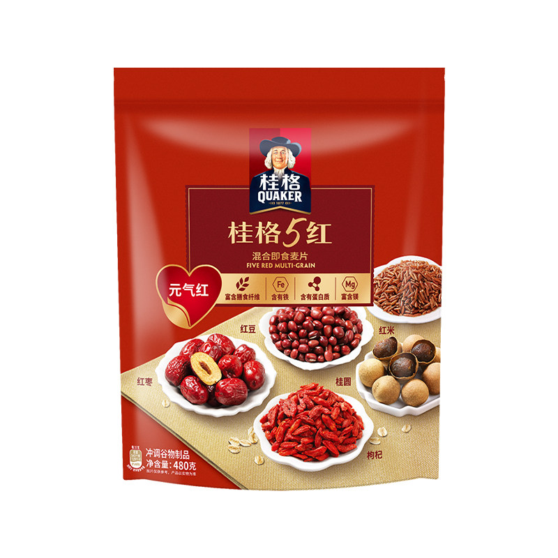 桂格5红混合即食麦片 480克/袋怎么看?