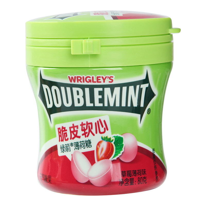 绿箭脆皮软心薄荷糖草莓薄荷味80克/瓶