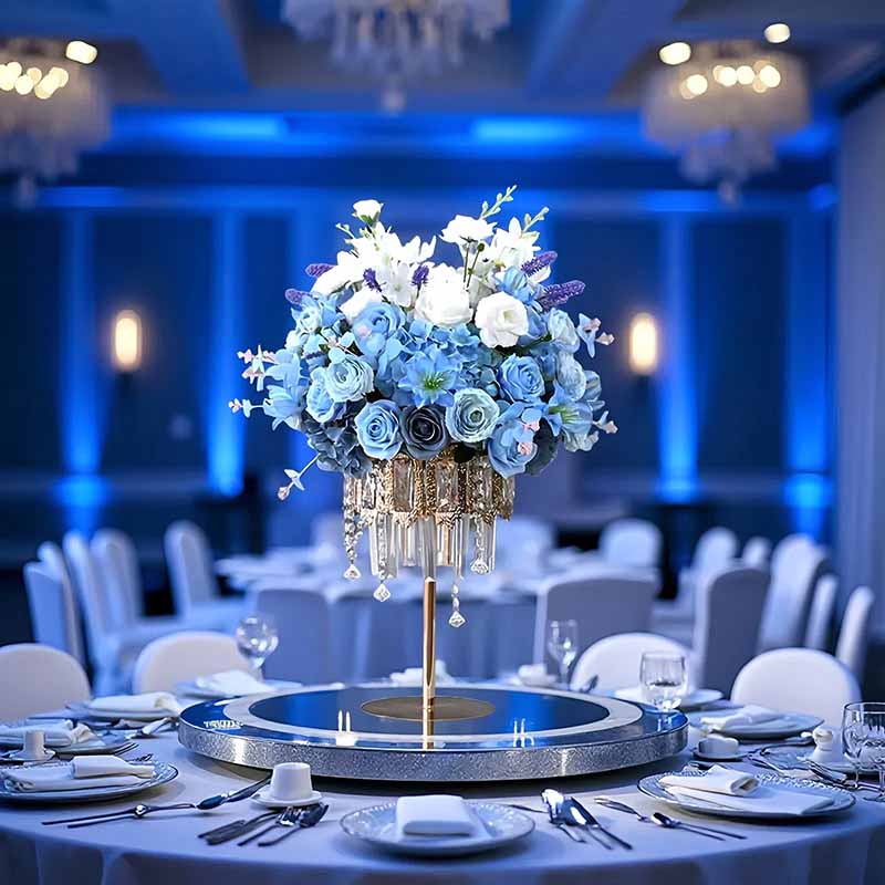 婚礼宴会桌花仿真花水晶吊坠花器