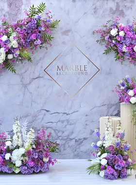 4S店交车商场橱窗装饰美陈紫色婚礼场景布置仿真花摆设酒店仿真花