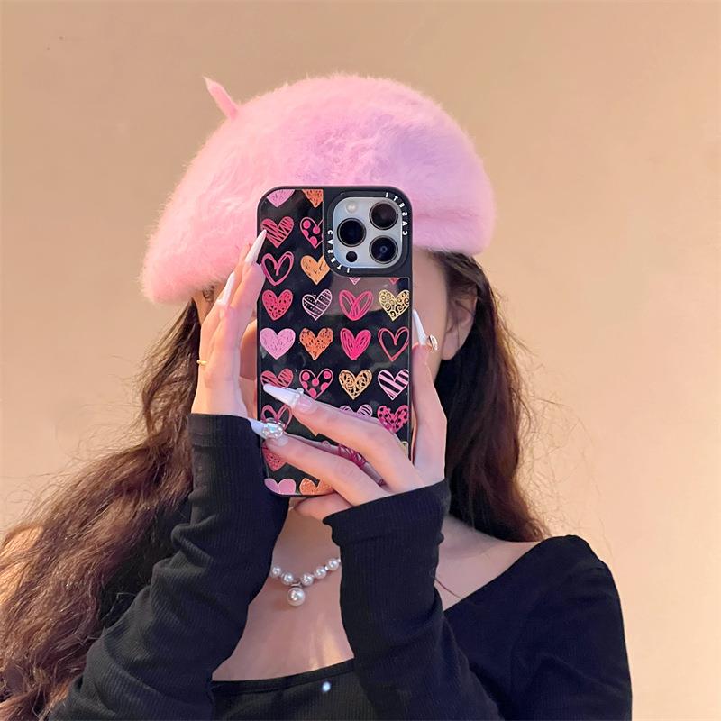 CASETi华强北代购 原版侧字镜面彩绘爱心苹果手机壳适用iphone15