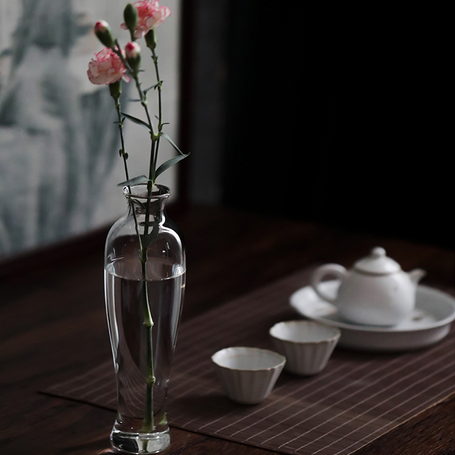 Edelweiss透明玻璃花瓶 美人肩 中式禅意 日式花瓶花器花插 家居饰品 花瓶 原图主图