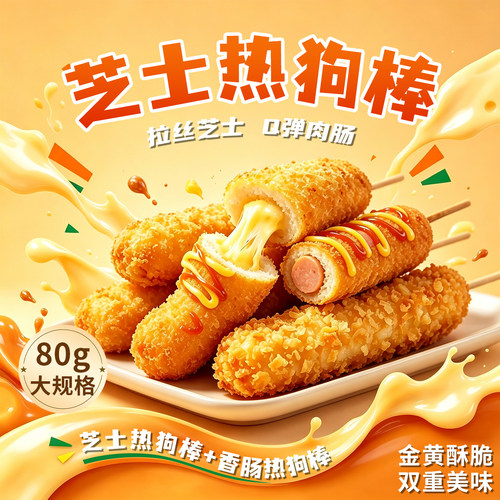 芝士热狗棒韩式拉丝奶酪棒儿童早餐速食品空气炸锅油炸小吃半成品