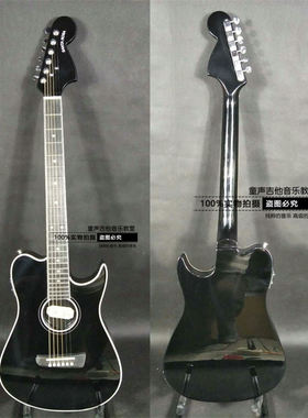 定制beyond黄家驹同款早期演唱会Santa Rosa黑色电箱薄体实木吉他