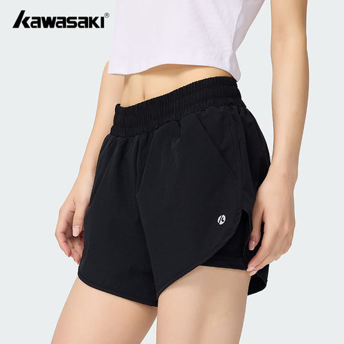 kawasaki川崎25年新羽毛球服女款短裤速干透气运动裤跑步健身裤