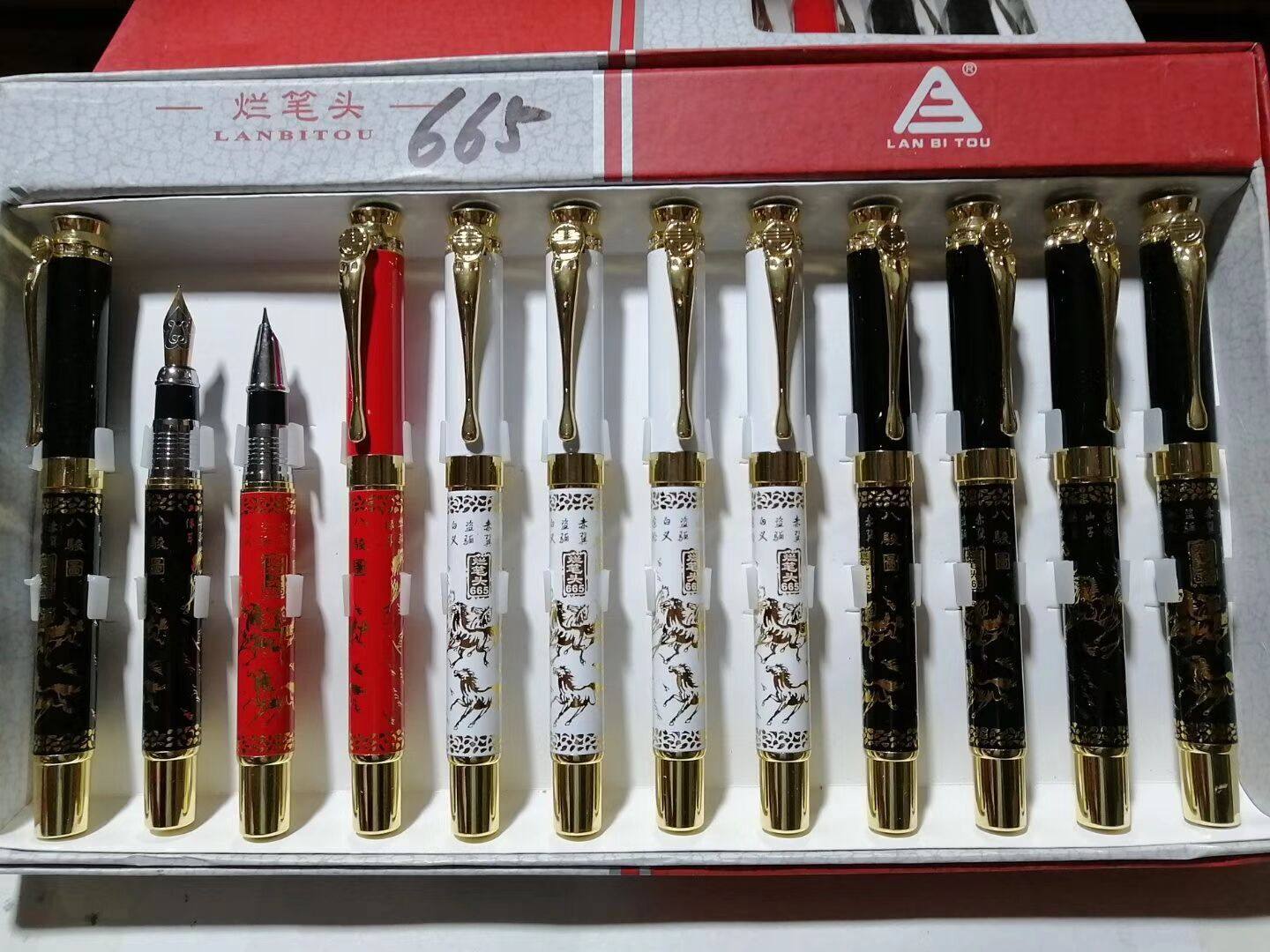 烂笔头665 八骏图 铱金钢笔 美工书法笔 大尖小尖弯尖签字笔包邮